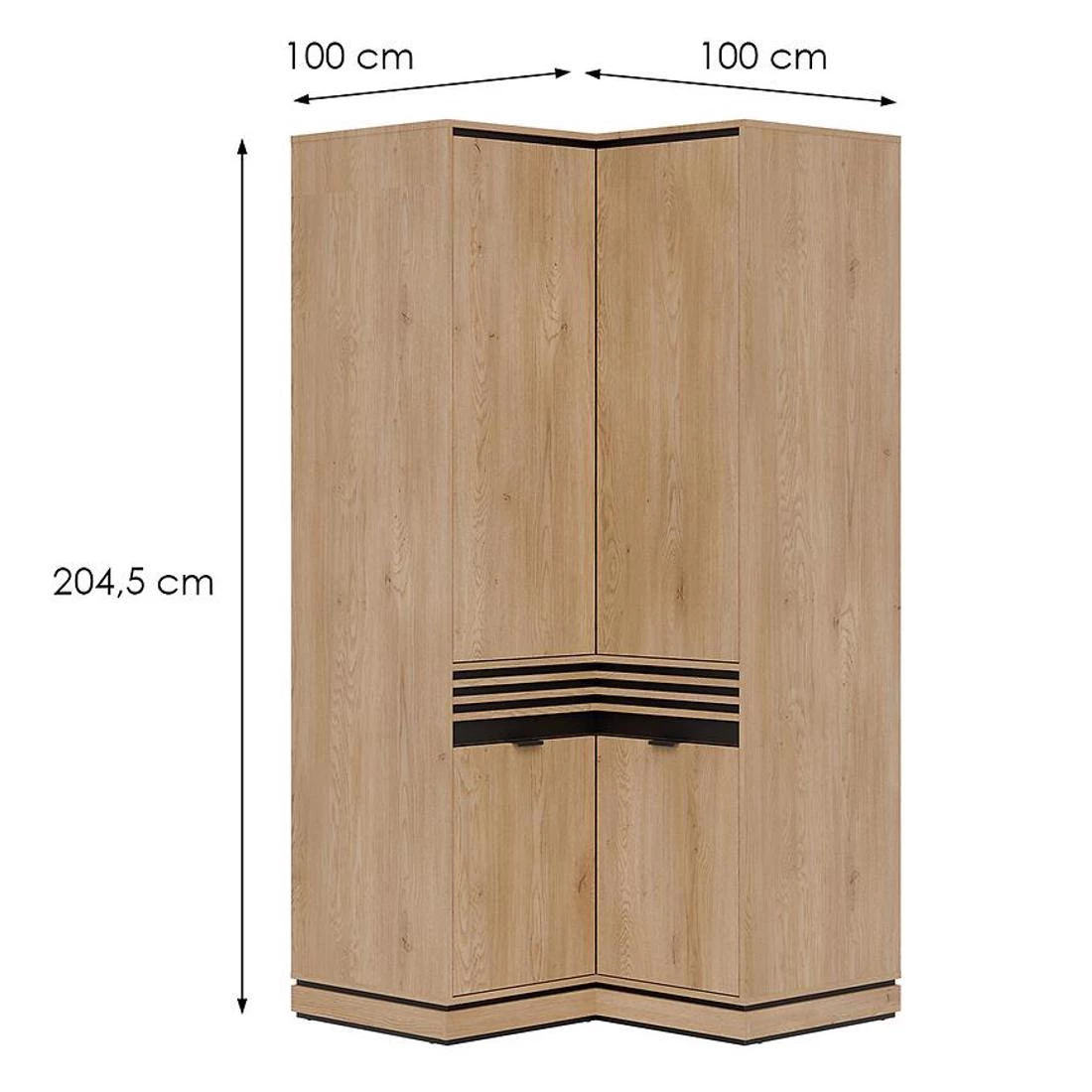 Ferro kutni ormar 100x100x204,5 cm hrast