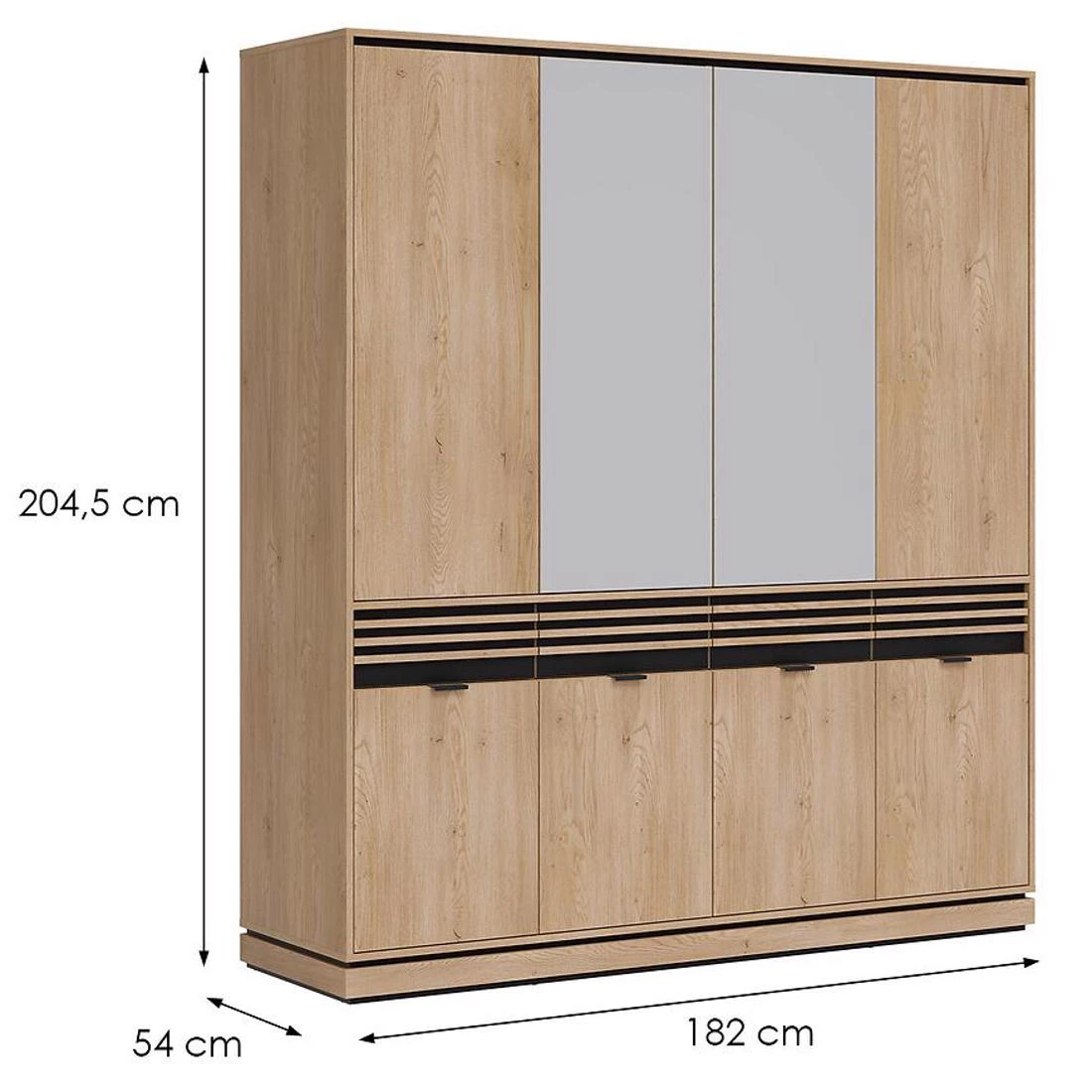 Ferro ormar 182x54x204,5 cm hrast/crna