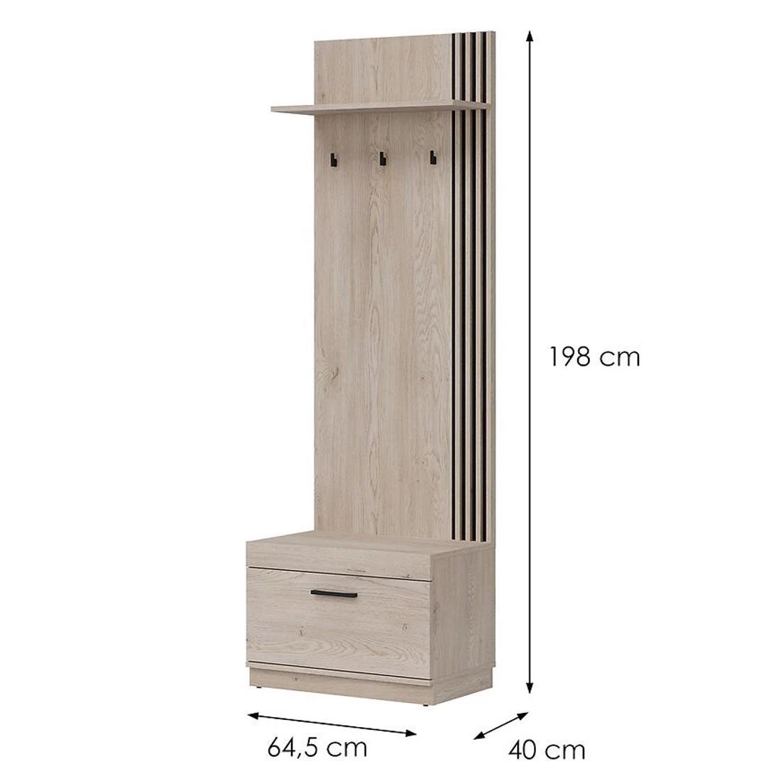 Mati predsoblje 64.5x40x198 cmkrem hrast/crna