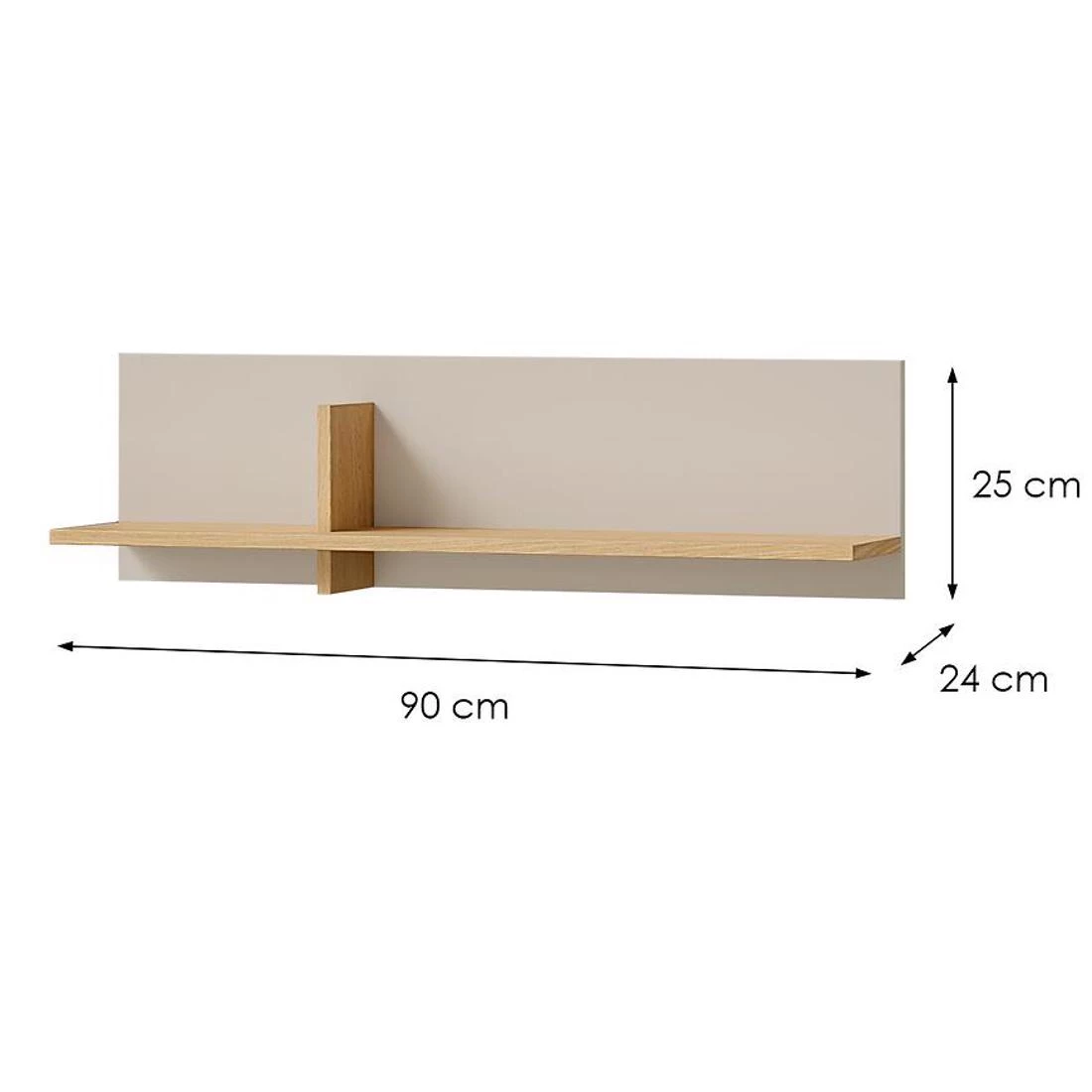 Lorin 16 zidna polica 90x24x25 kašmir/hrast