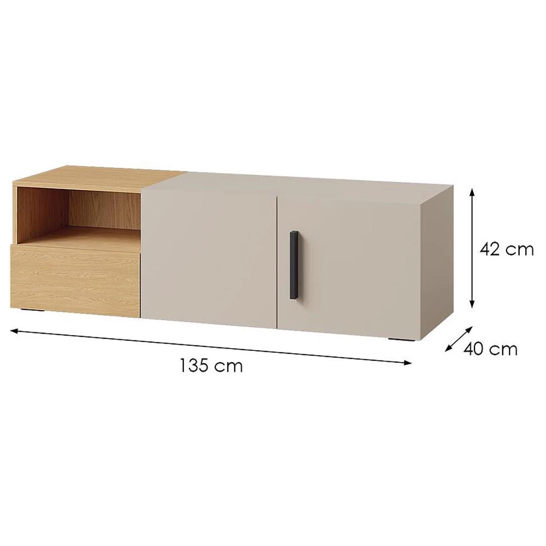 Lorin 9 TV stalak 135x40x42 kašmir/hrast