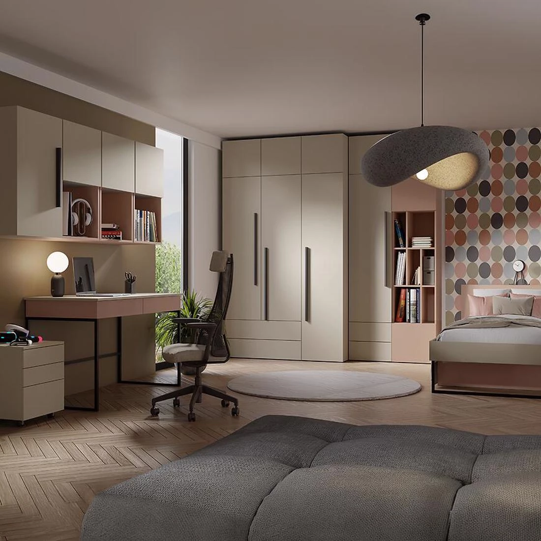 Lexi 15 zidna polica 120x25x20 cremona/makadamija/ružicasta