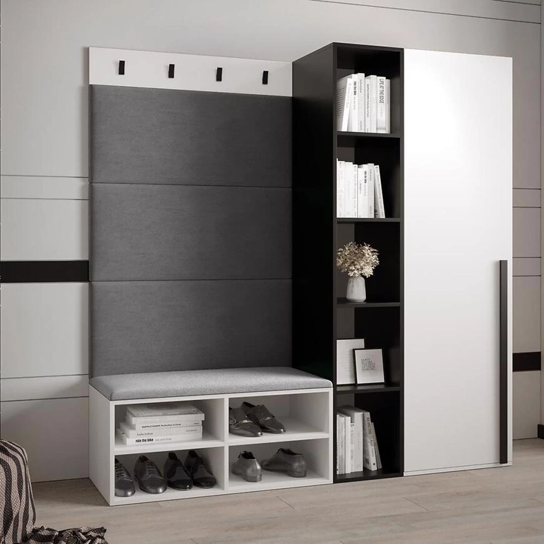 Miro predsoblje 84x42x184 cm craft bela/siva