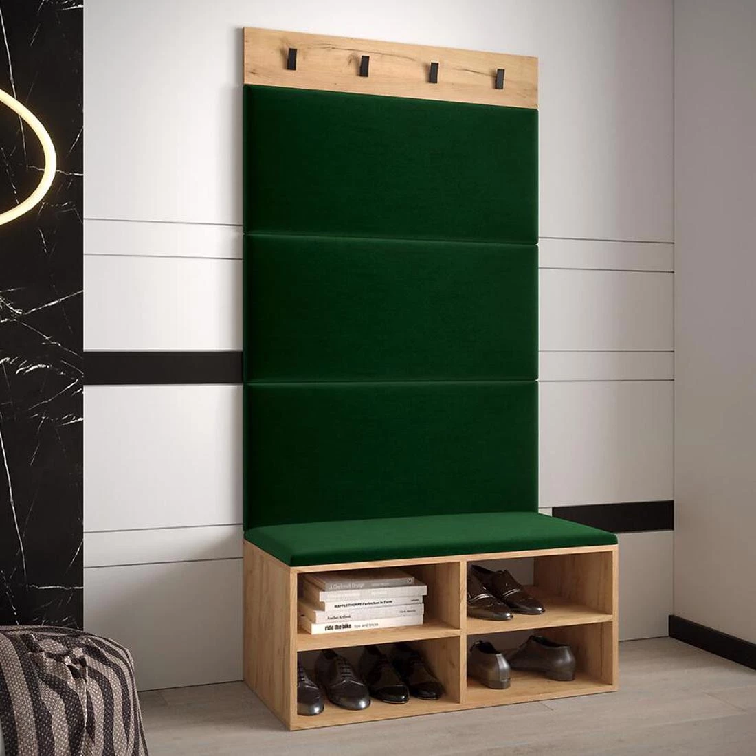 Miro predsoblje 84x42x184 cm craft hrast/tamno zelena