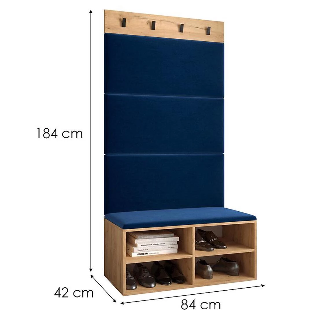 Miro predsoblje 84x42x184 cm craft hrast/baršun plava