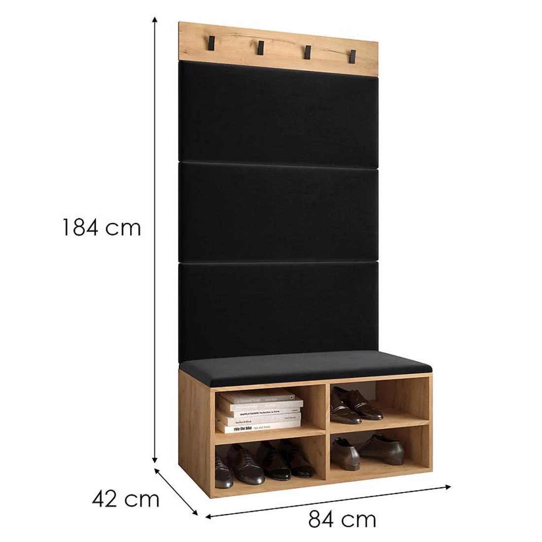Miro predsoblje 84x42x184 cm craft hrast/baršun crna