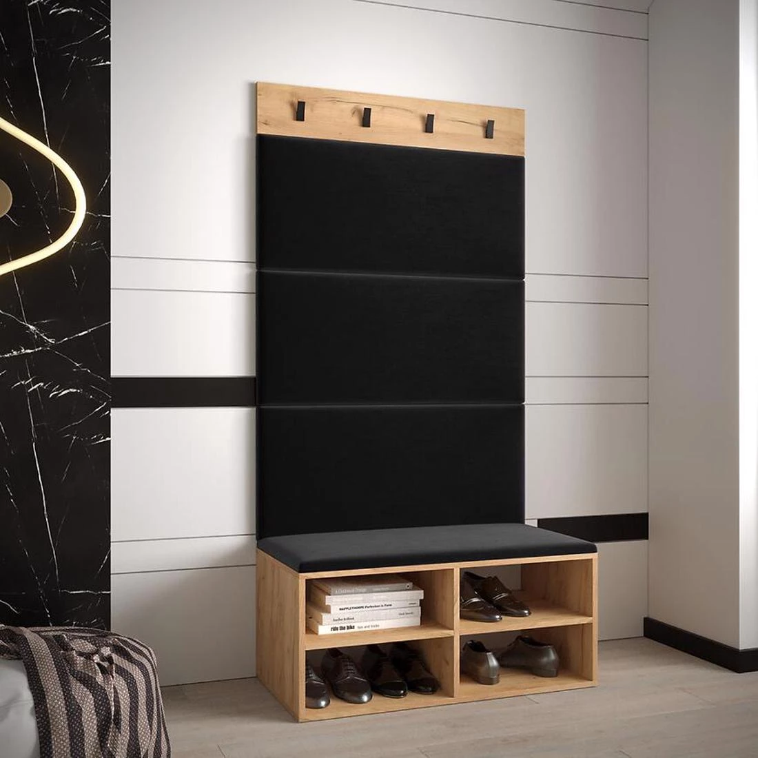 Miro predsoblje 84x42x184 cm craft hrast/baršun crna
