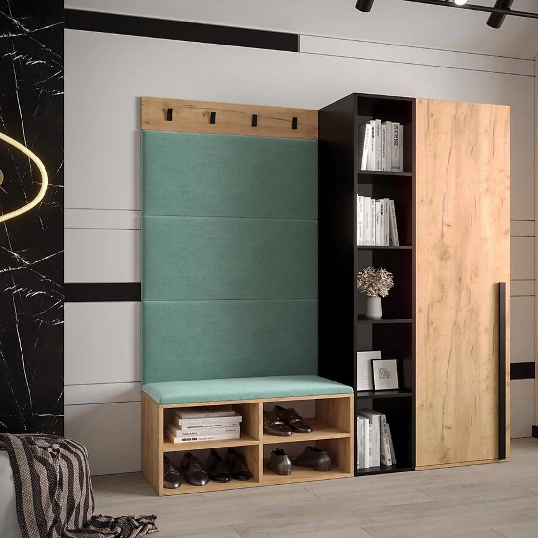 Miro predsoblje 84x42x184 cm craft hrast/menta