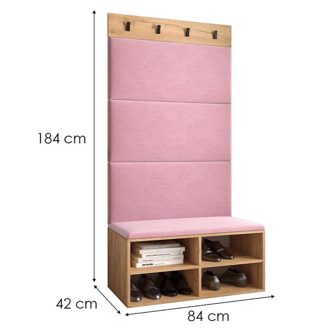 Miro predsoblje 84x42x184 cm craft hrast/roza