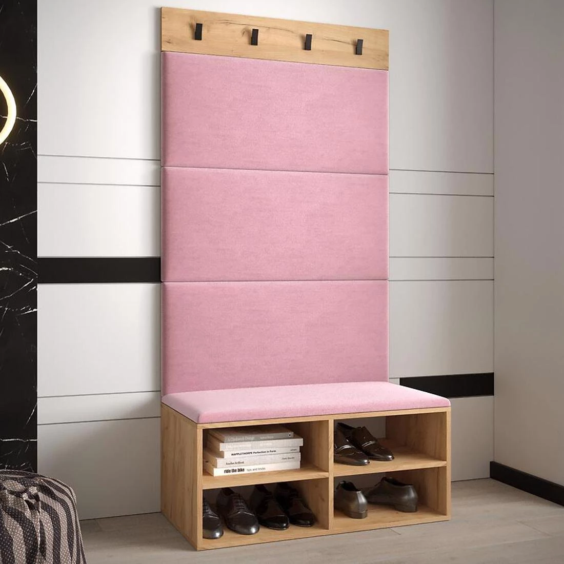 Miro predsoblje 84x42x184 cm craft hrast/roza
