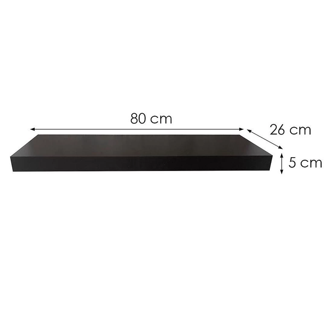Ligno zidna polica 80x26x5 crna