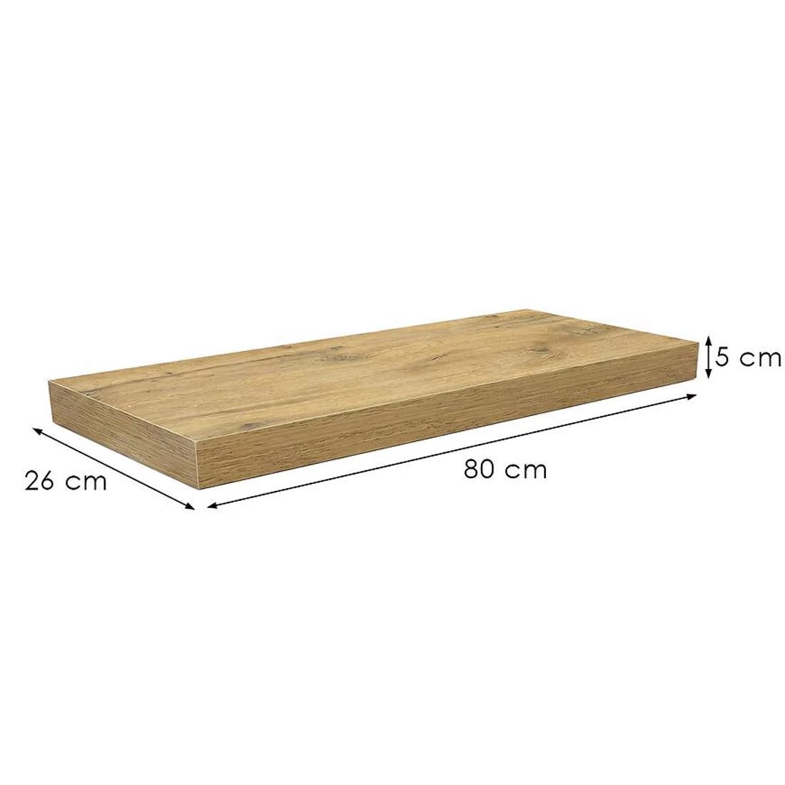 Ligno zidna polica 80x26x5 hrast