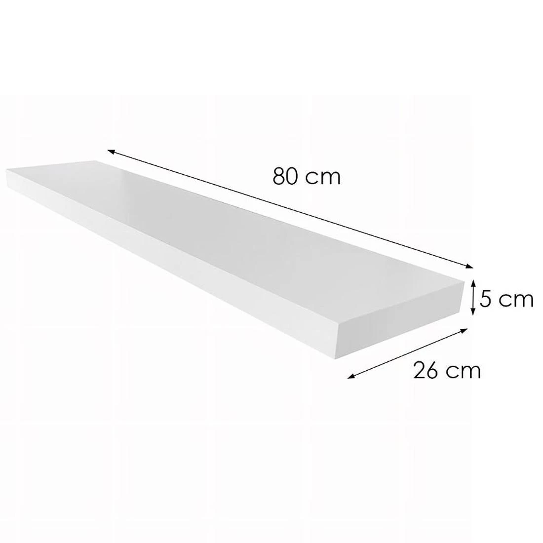 Ligno zidna polica 80x26x5 bela