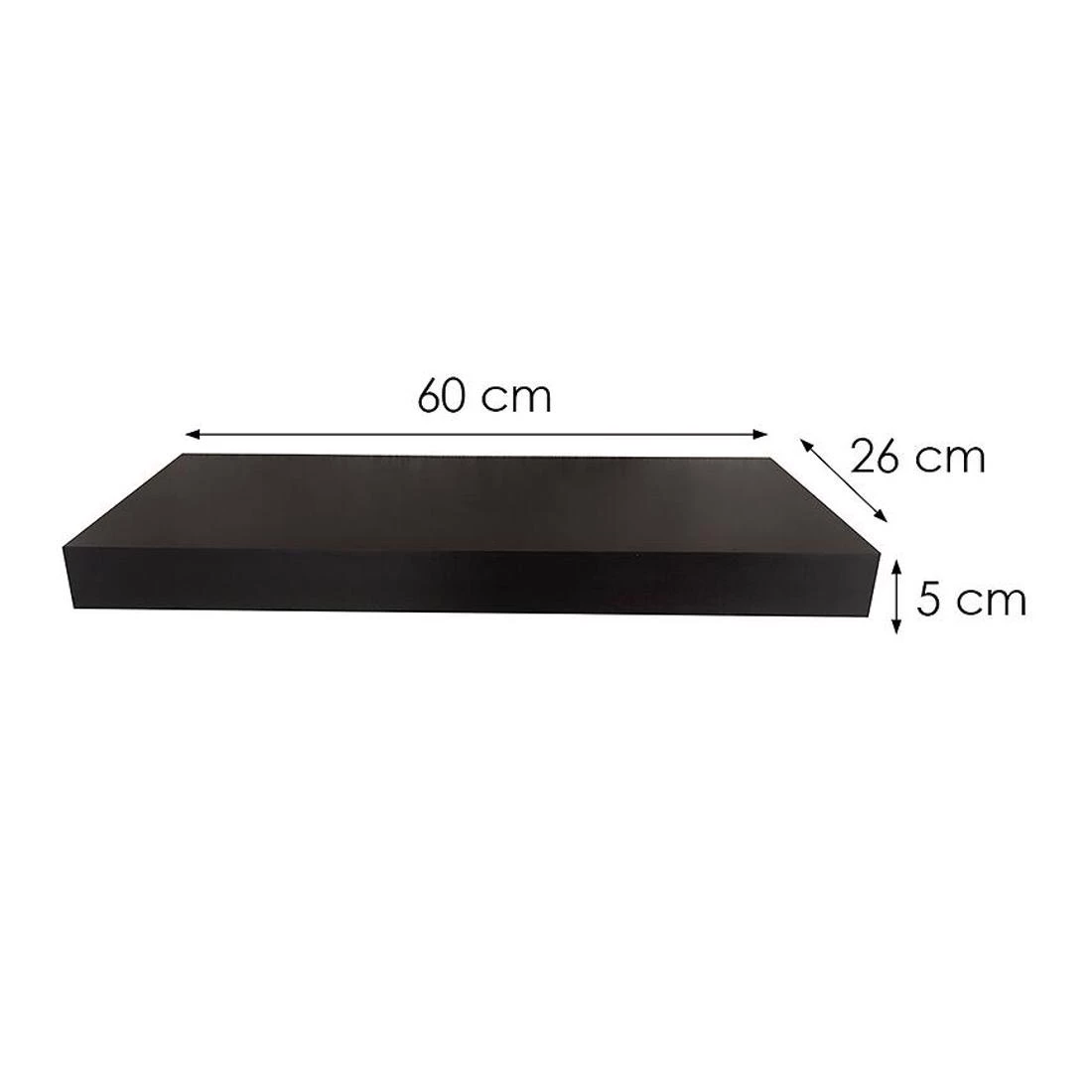 Ligno zidna polica 60x26x5 crna