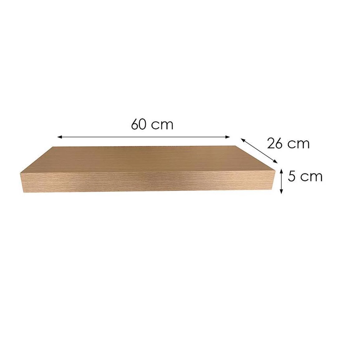 Ligno zidna polica 60x26x5 hrast