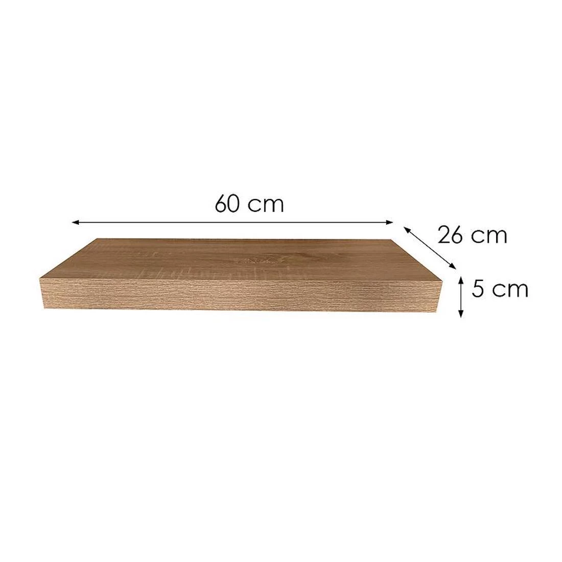 Ligno zidna polica 60x26x5 hrast