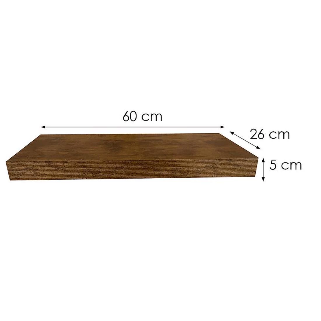 Ligno zidna polica 60x26x5 hrast