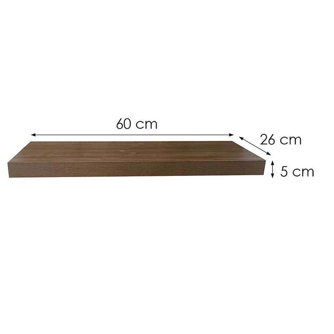Ligno zidna polica 60x26x5 braon