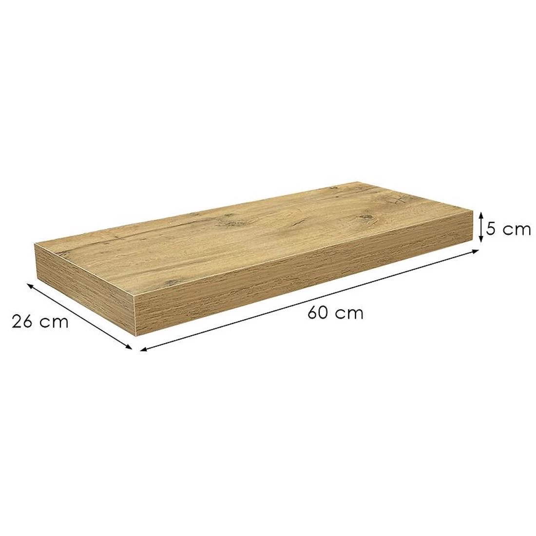 Ligno zidna polica 60x26x5 hrast