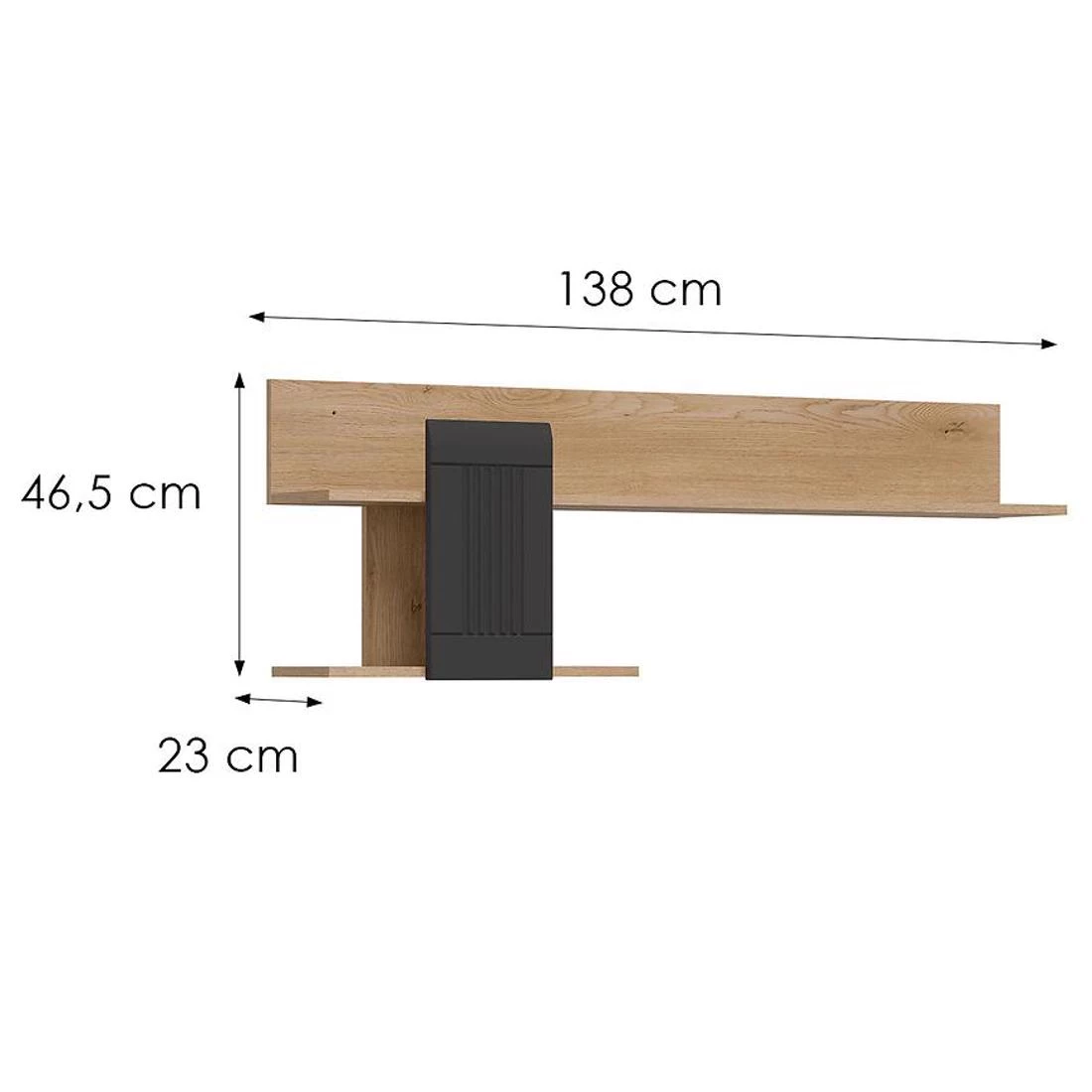 Milton zidne police 138x23x46,5 antracit