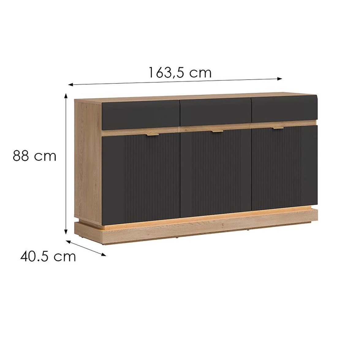 Milton komoda 163,5x40,5x88 crna