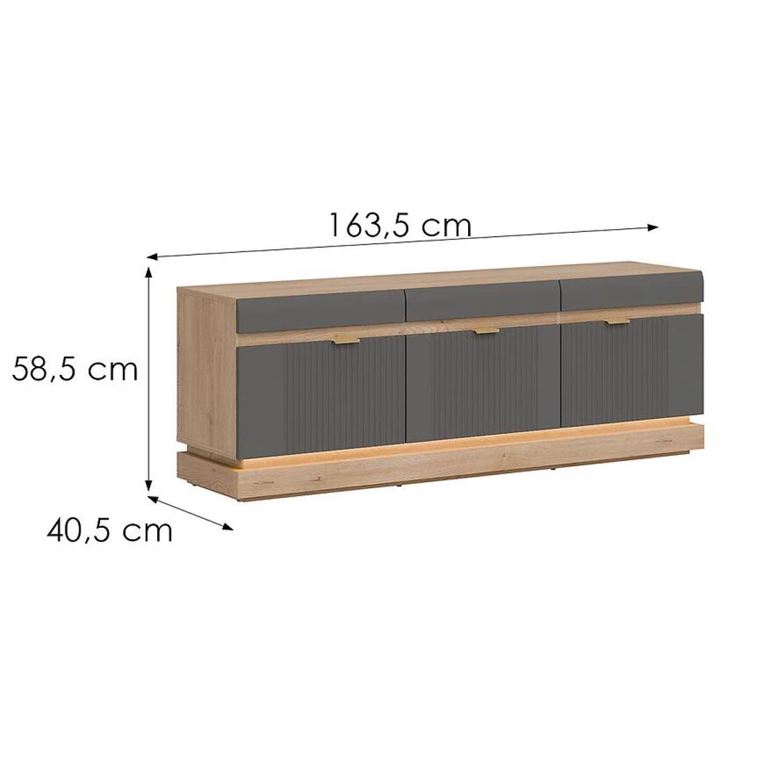 Milton TV komoda 163,5x40,5x58,5 hrast/siva