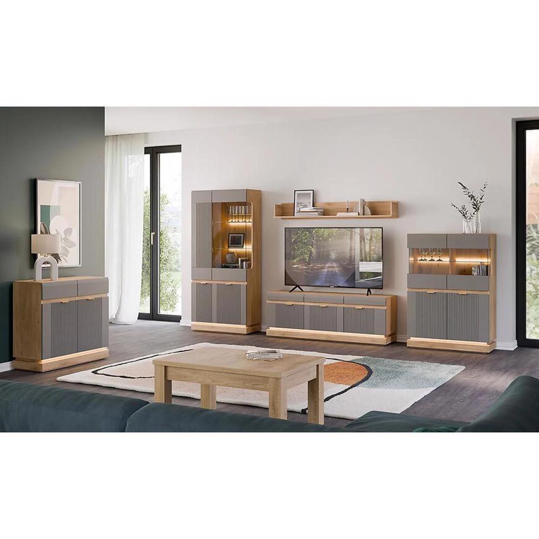 Milton TV komoda 163,5x40,5x58,5 hrast/siva