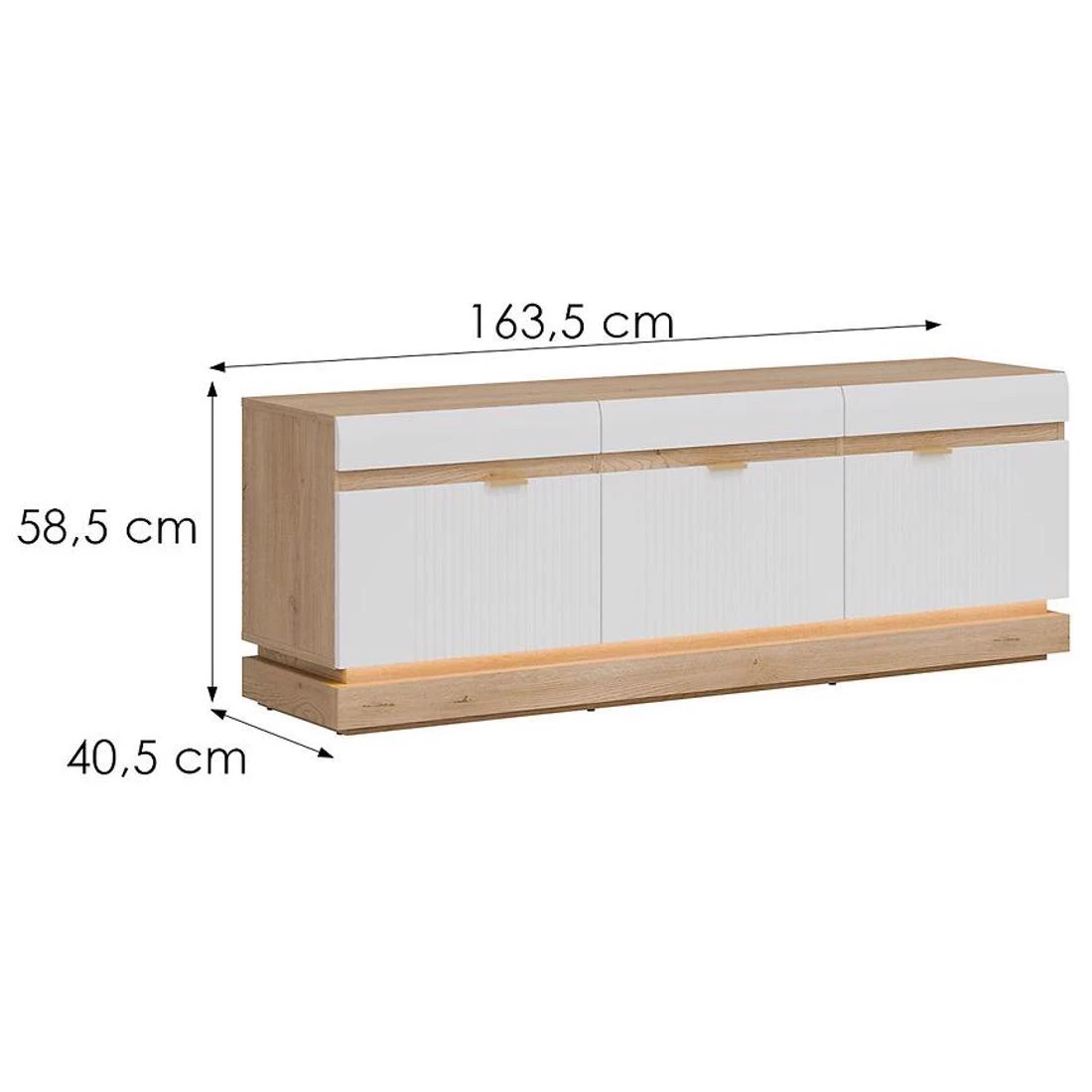 Milton TV komoda 163,5x40,5x58,5 hrast/bela