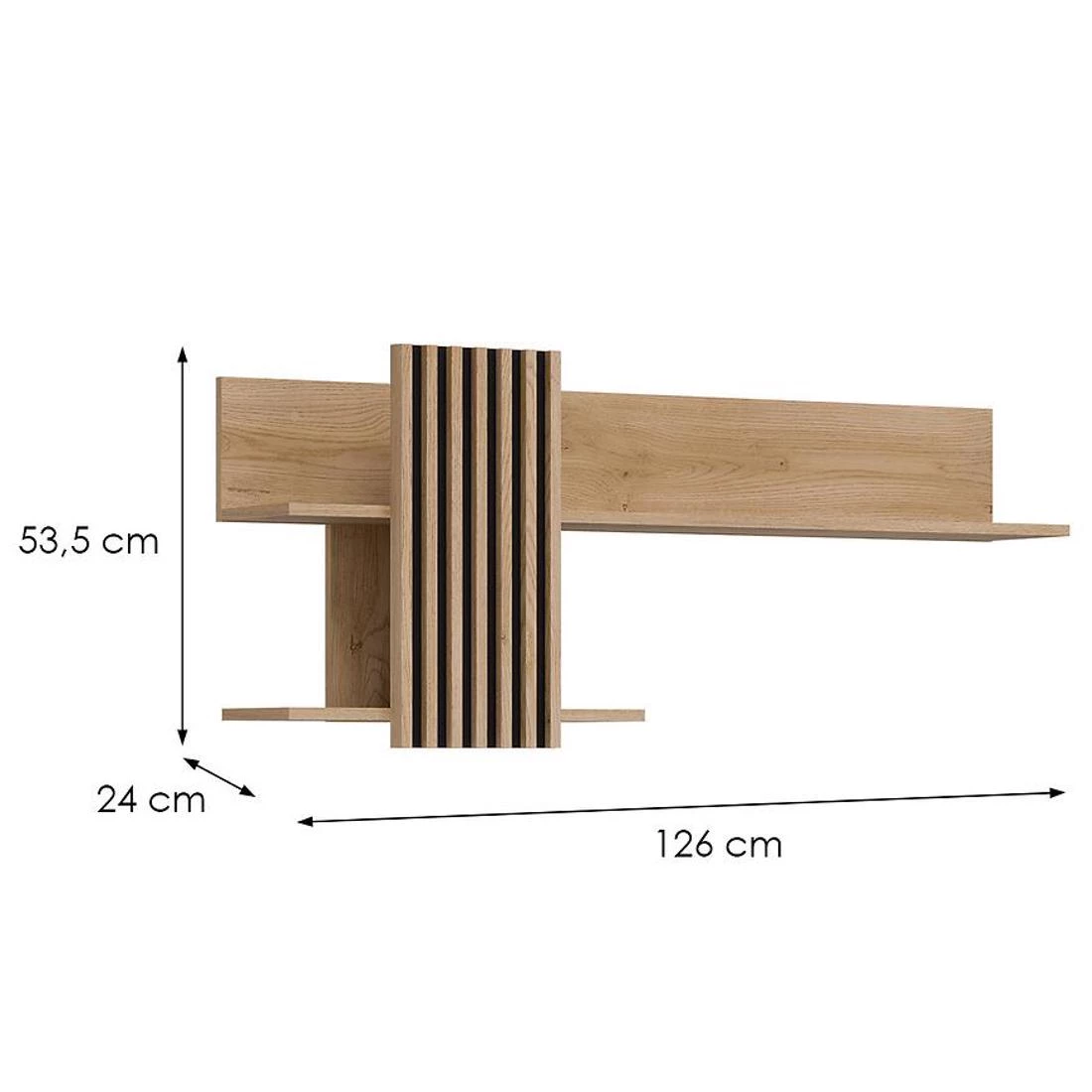 Ferro zidne police 126x24x53,5 hrast