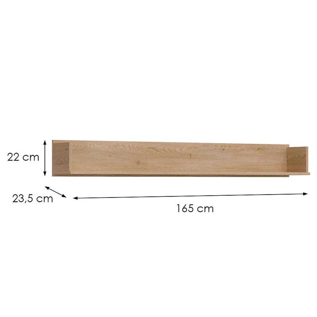 Ferro zidne police 165x23,5x22 hrast