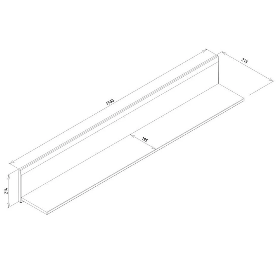 Lionel zidne polica 150x22x22 bela/hrast