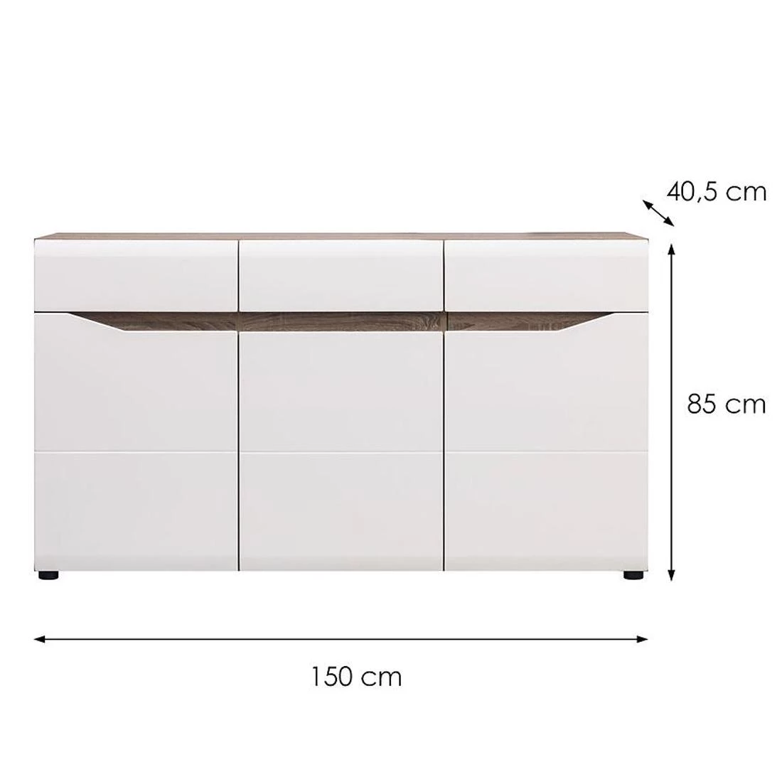 Lionel komoda 150x40,5x85 bijela