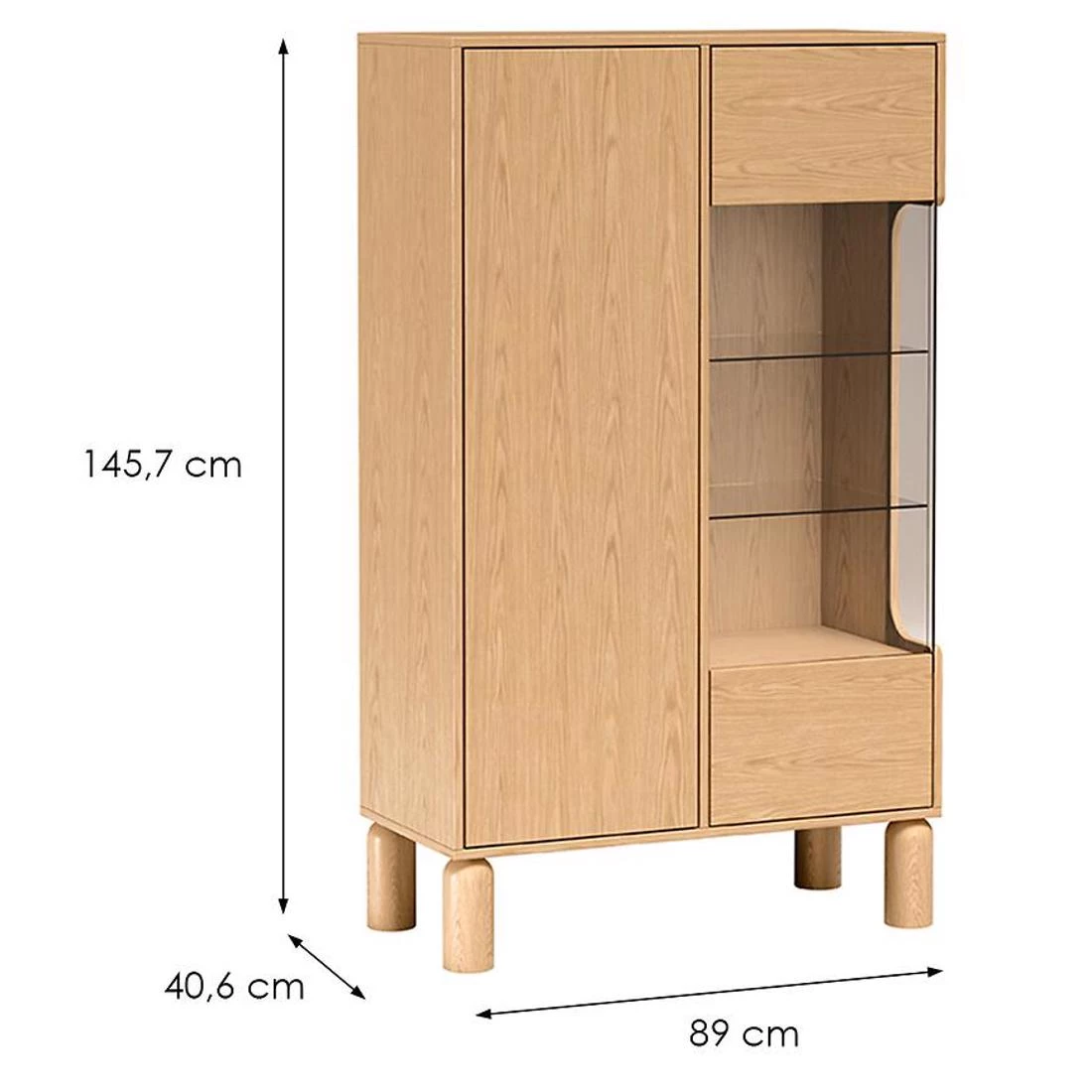 Sanden vitrina 89x40x,6x145,7 drvo