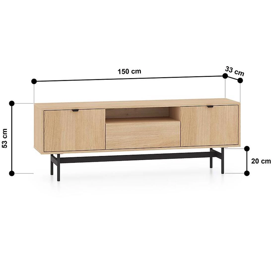 Reynos TV komoda 150x33x53 hrast