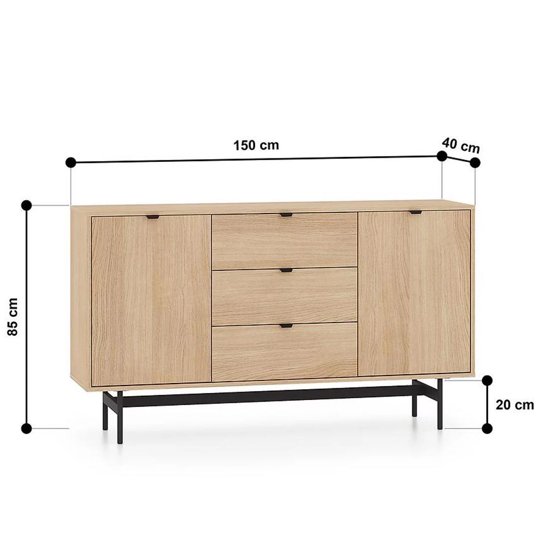 Reyno komoda 150x40x85 Oak Mavelie