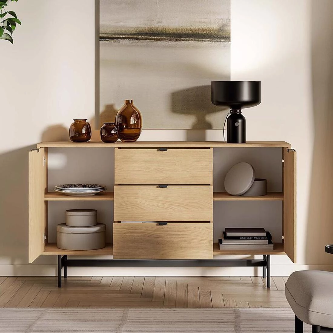 Reyno komoda 150x40x85 Oak Mavelie