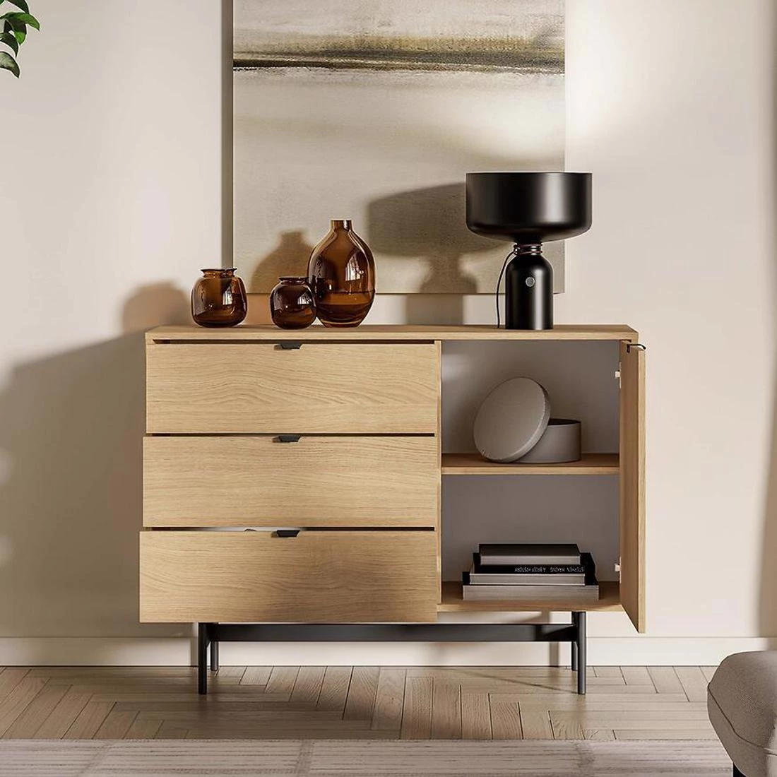 Reynos komoda 115x40x85 Oak Mavelie