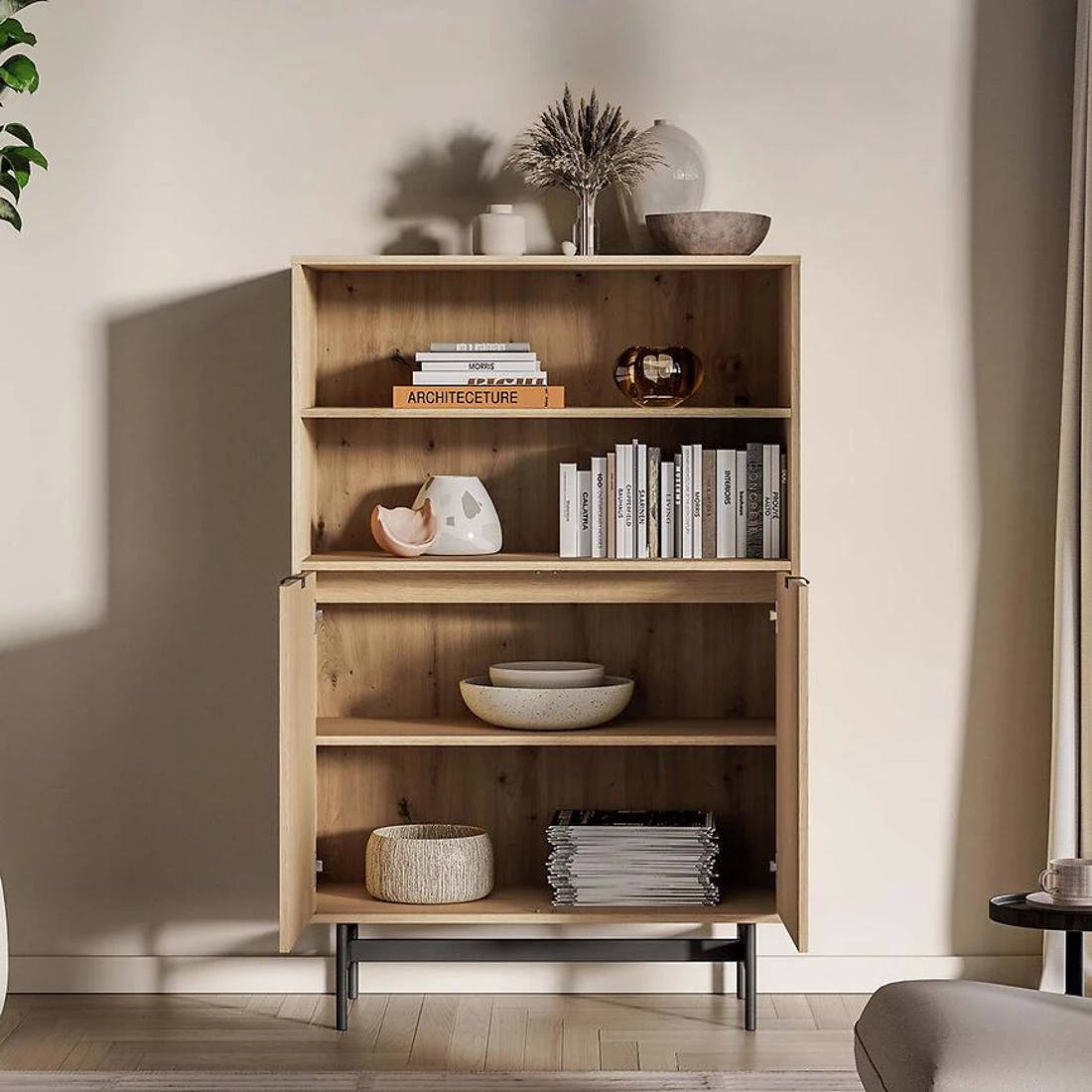 Reynos vitrina 92x40x140 hrast