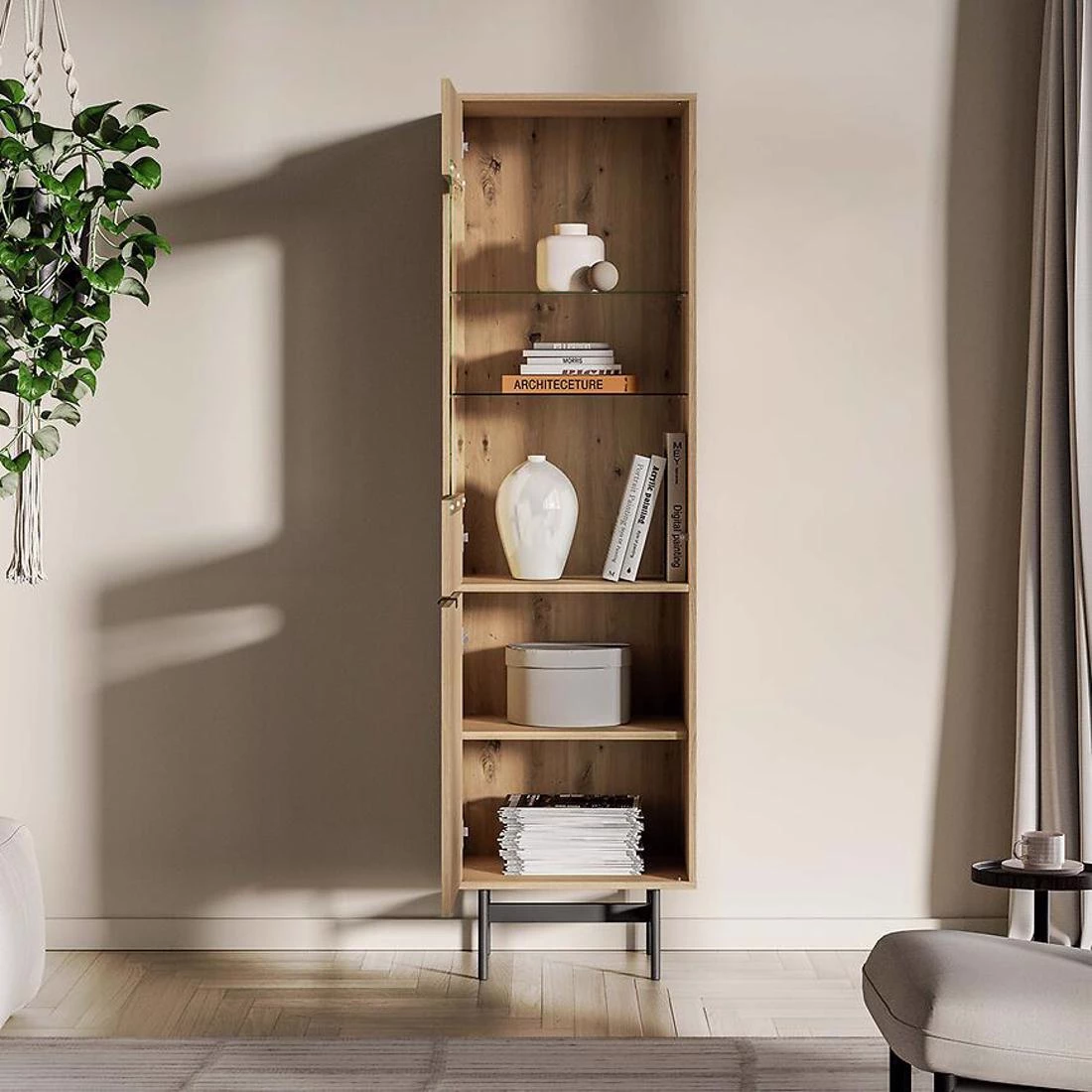 Reynos vitrina 54x40x190 hrast