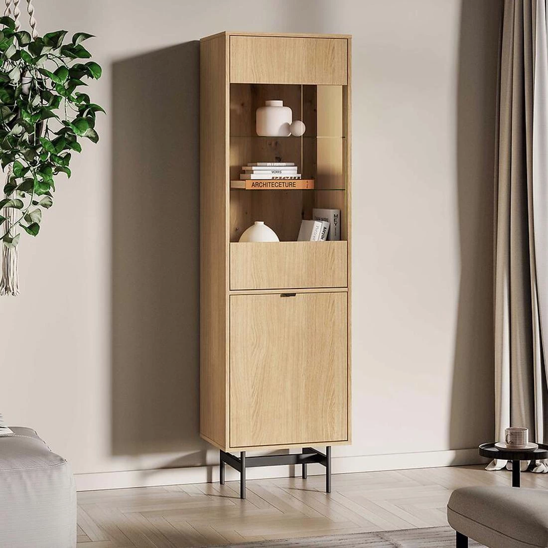 Reynos vitrina 54x40x190 hrast