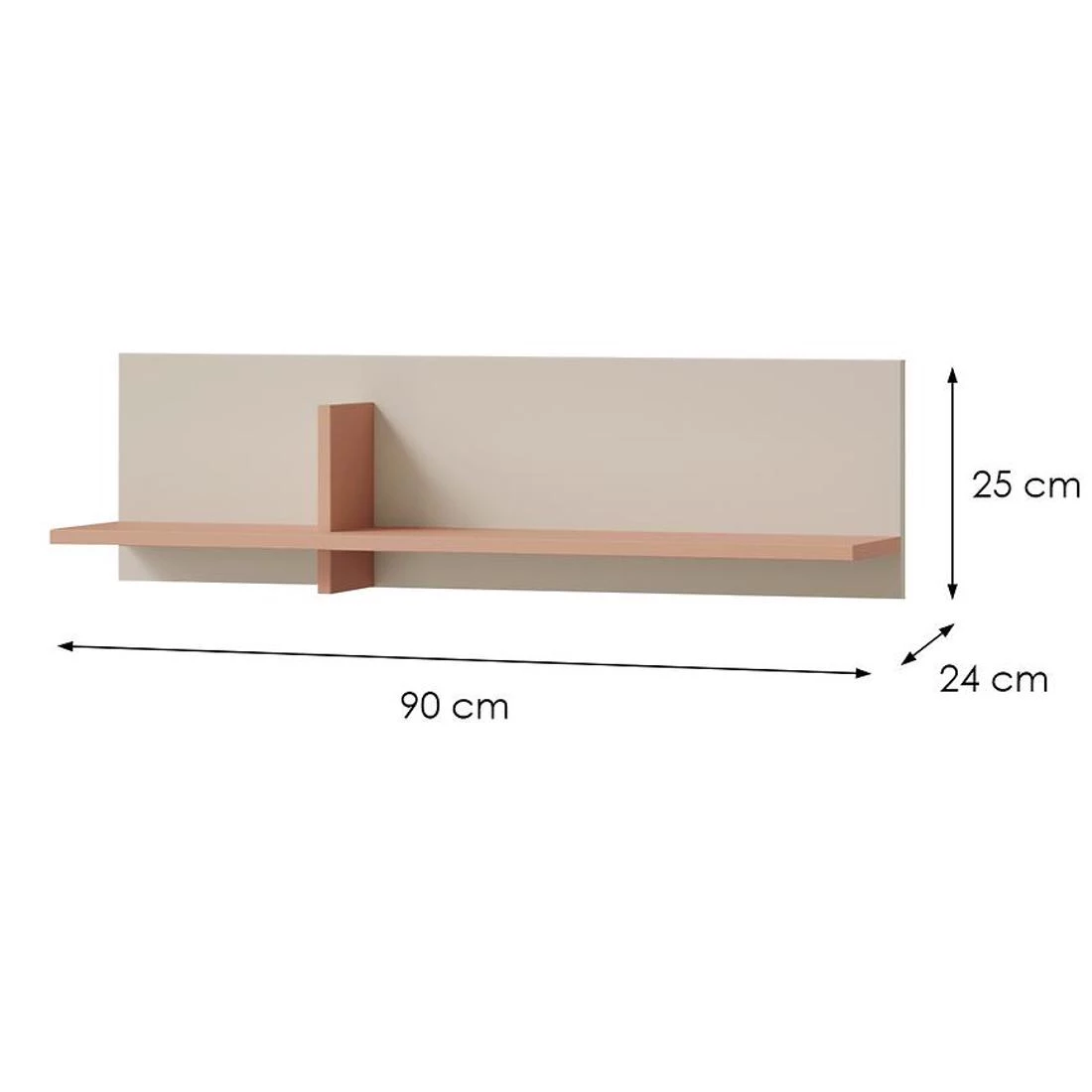 Lorin 16 zidna polica 90x24x25 kašmir/alpaka
