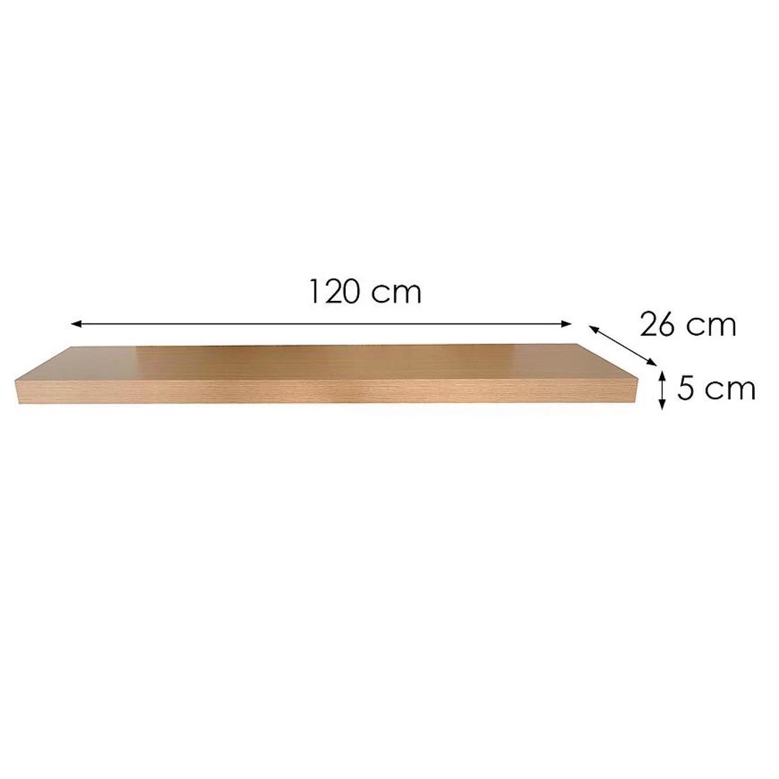 Ligno zidna polica 120x26x5 hrast