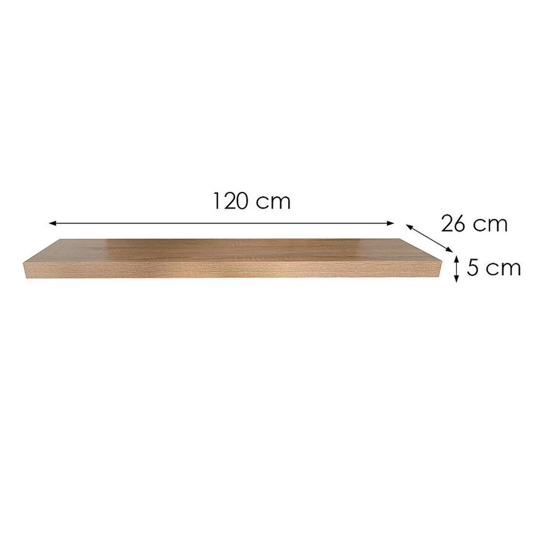 Ligno zidna polica 120x26x5 hrast