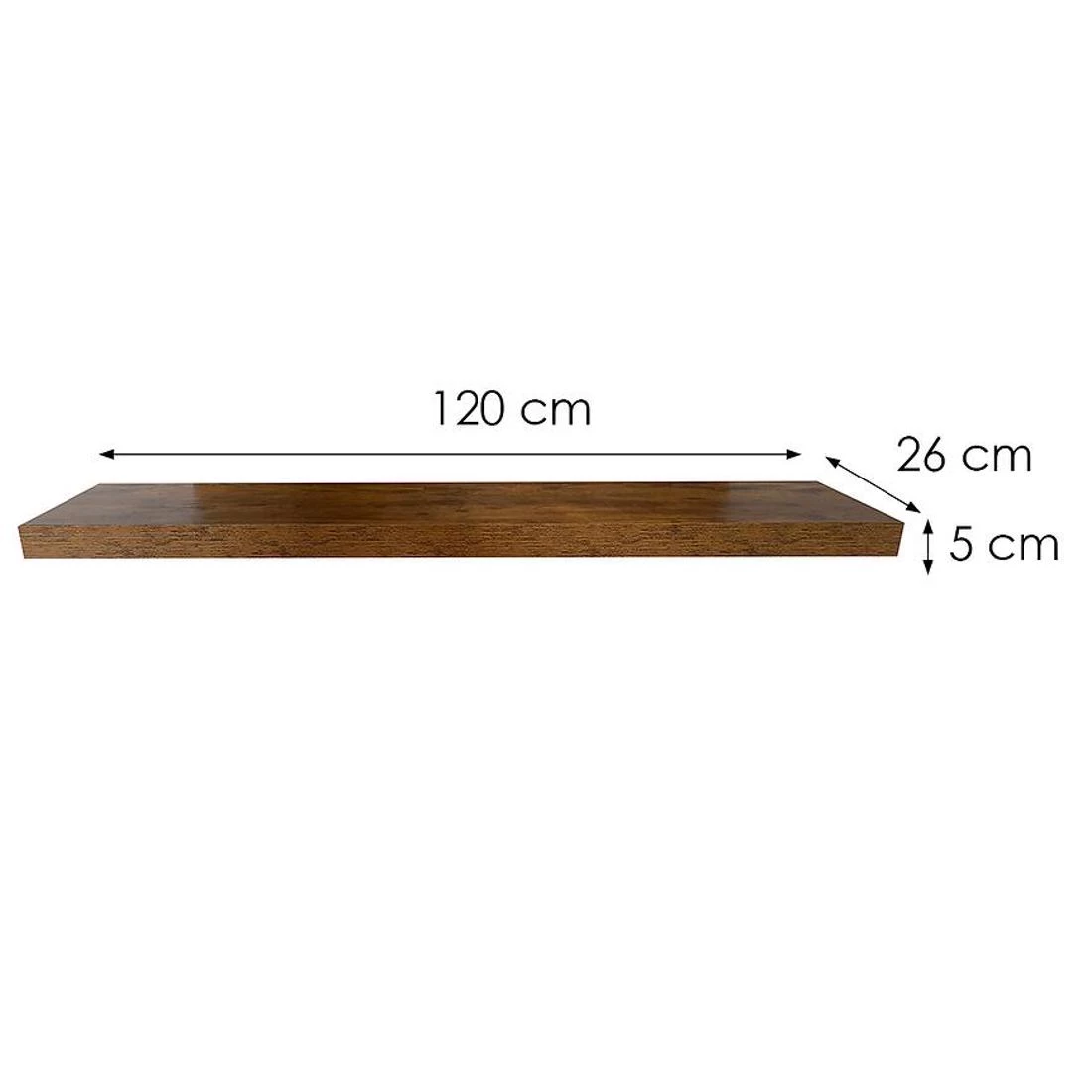 Ligno zidna polica 120x26x5 hrast