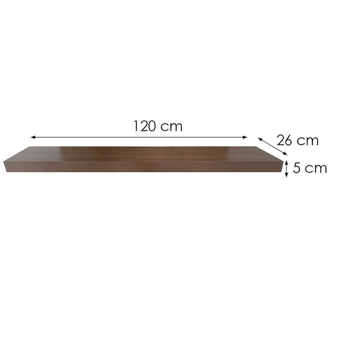 Ligno zidna polica 120x26x5 braon