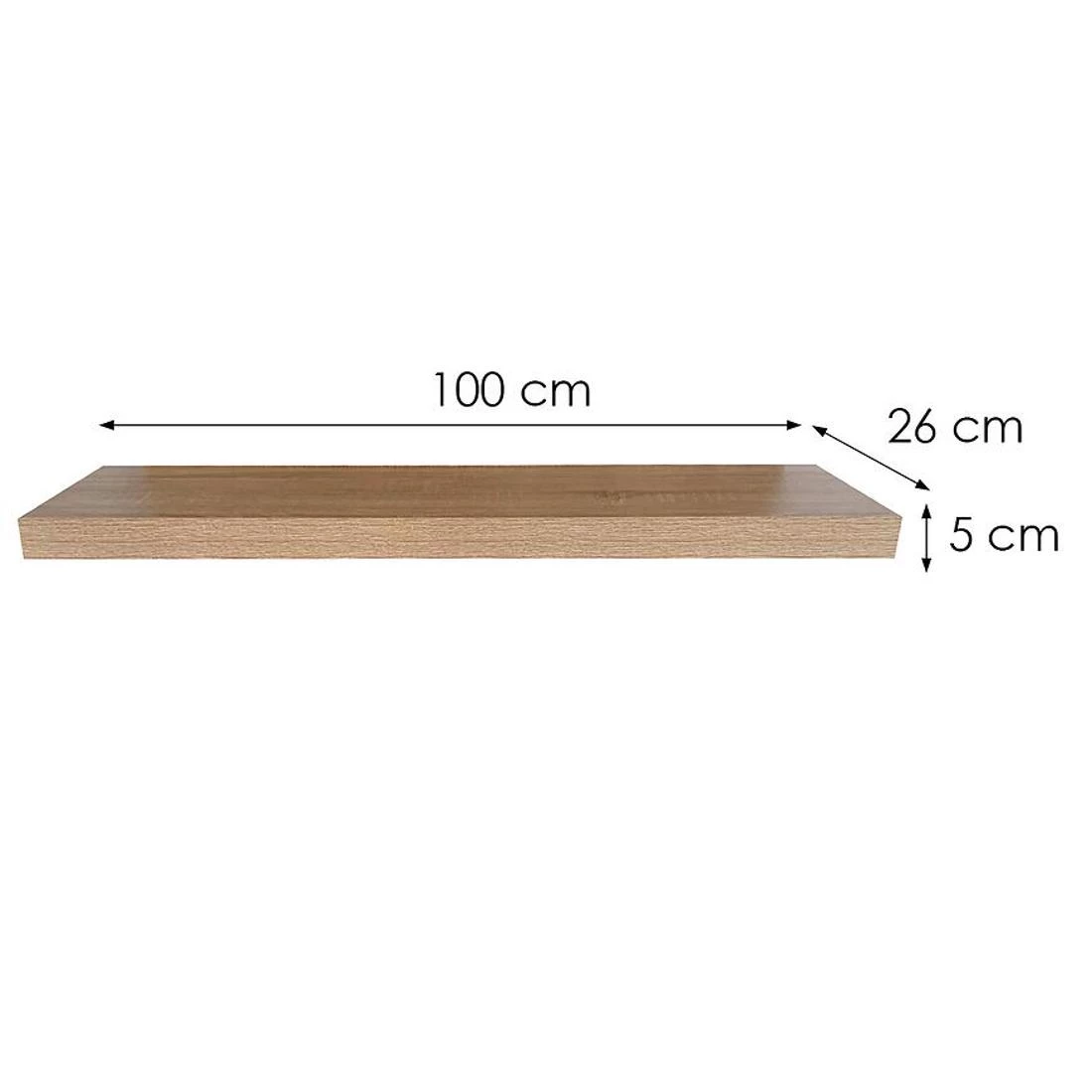Ligno zidna polica 100x26x5 hrast