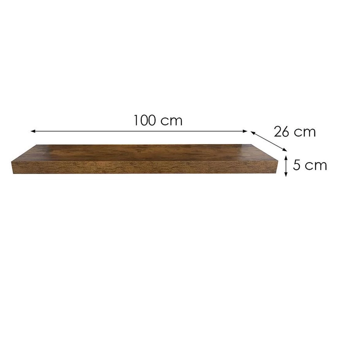 Ligno zidna polica 100x26x5 hrast