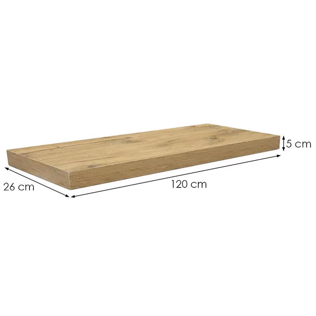 Ligno zidna polica 100x26x5 hrast