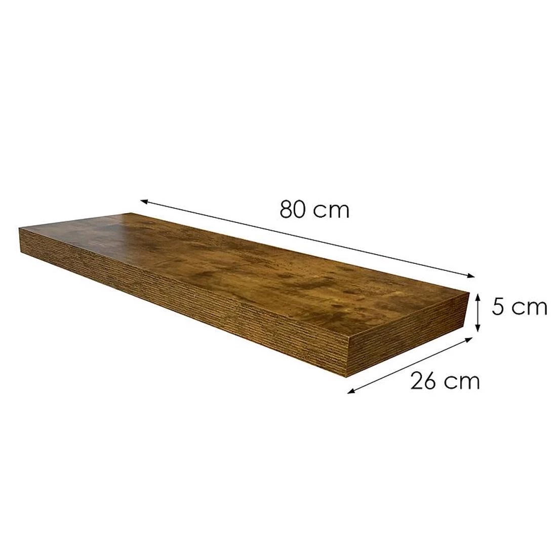 Ligno zidna polica 80x26x5 hrast
