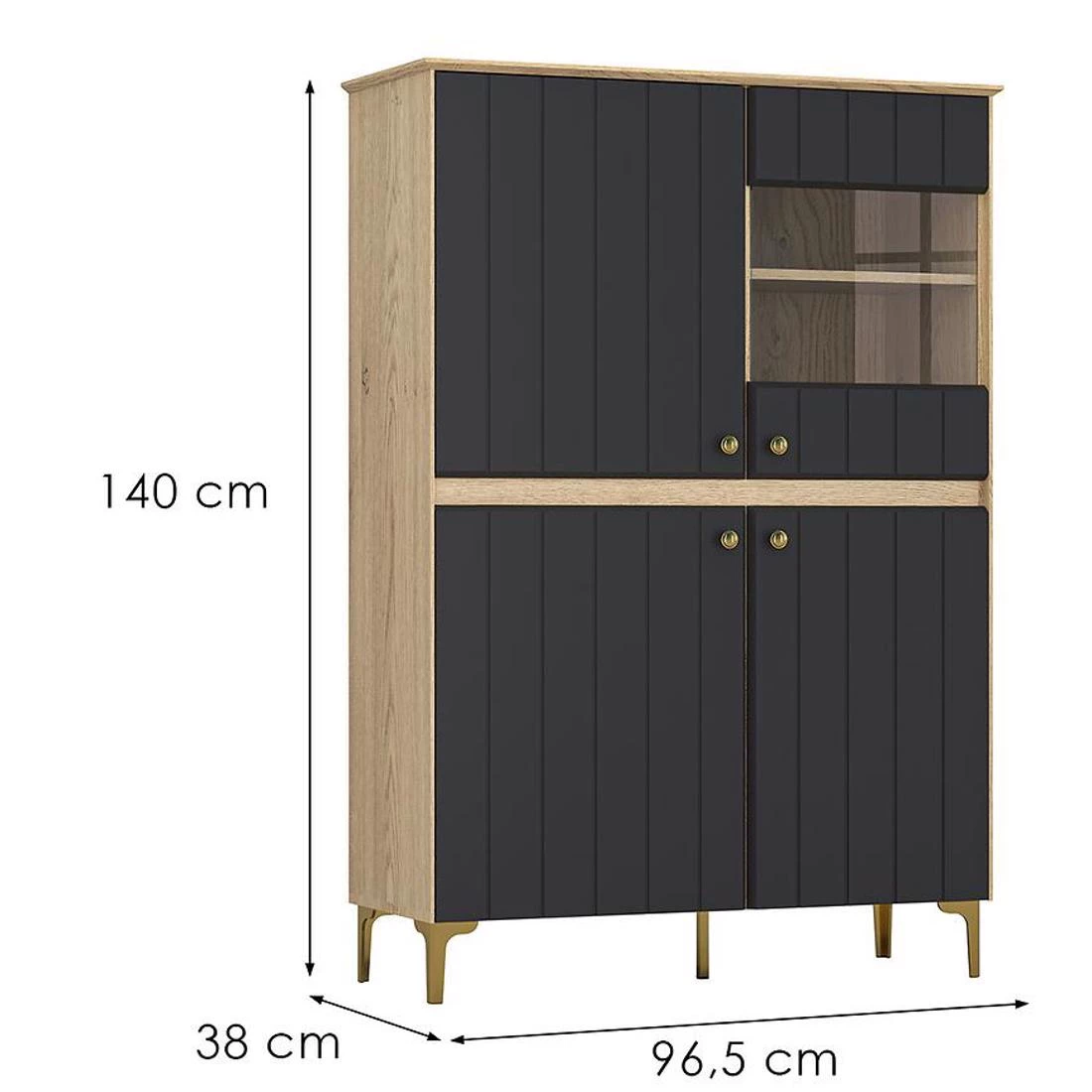 Merida C vitrina 140x38x96,5 crna/cremona